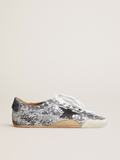 True-Star Uomo in paillettes argento con stella color nero e talloncino in pelle beige