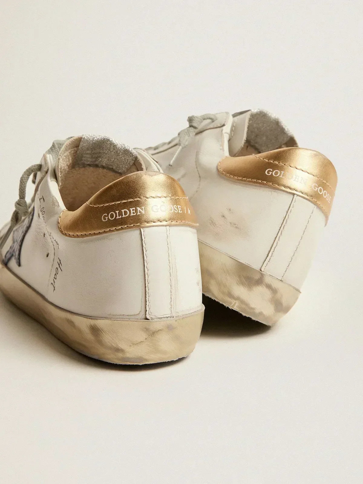 Super-Star sneakers with handwritten lettering and crocodile-print leather stars