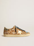 Men's Super-Star LAB in leopard pony skin with gold star and gray heel tab