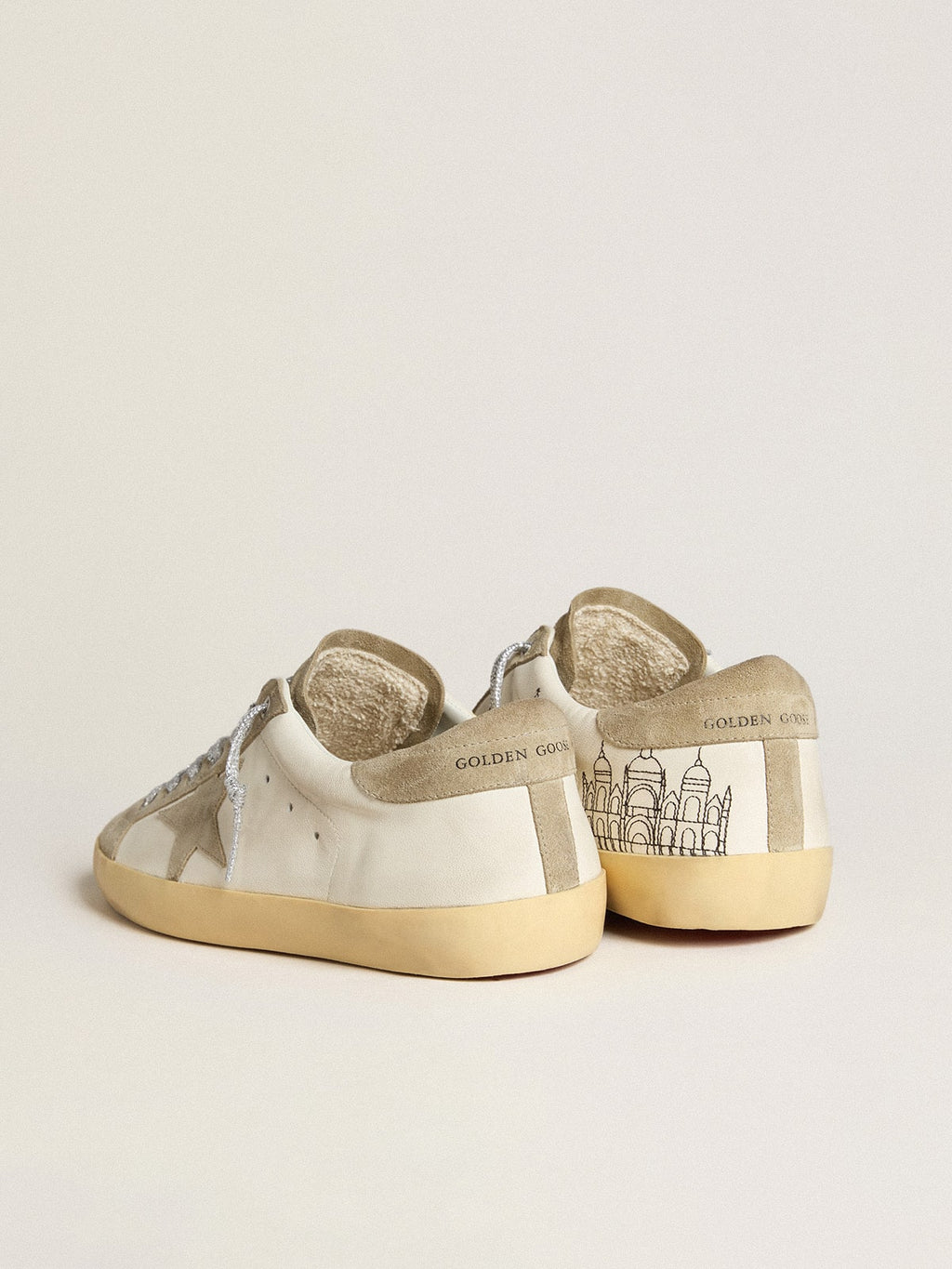 Men's Super-Star in nappa with ice-gray suede star and black embroidery