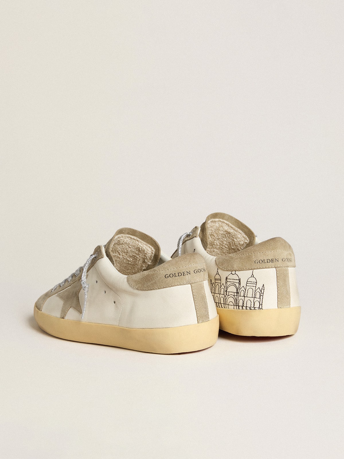 Men's Super-Star in nappa with ice-gray suede star and black embroidery