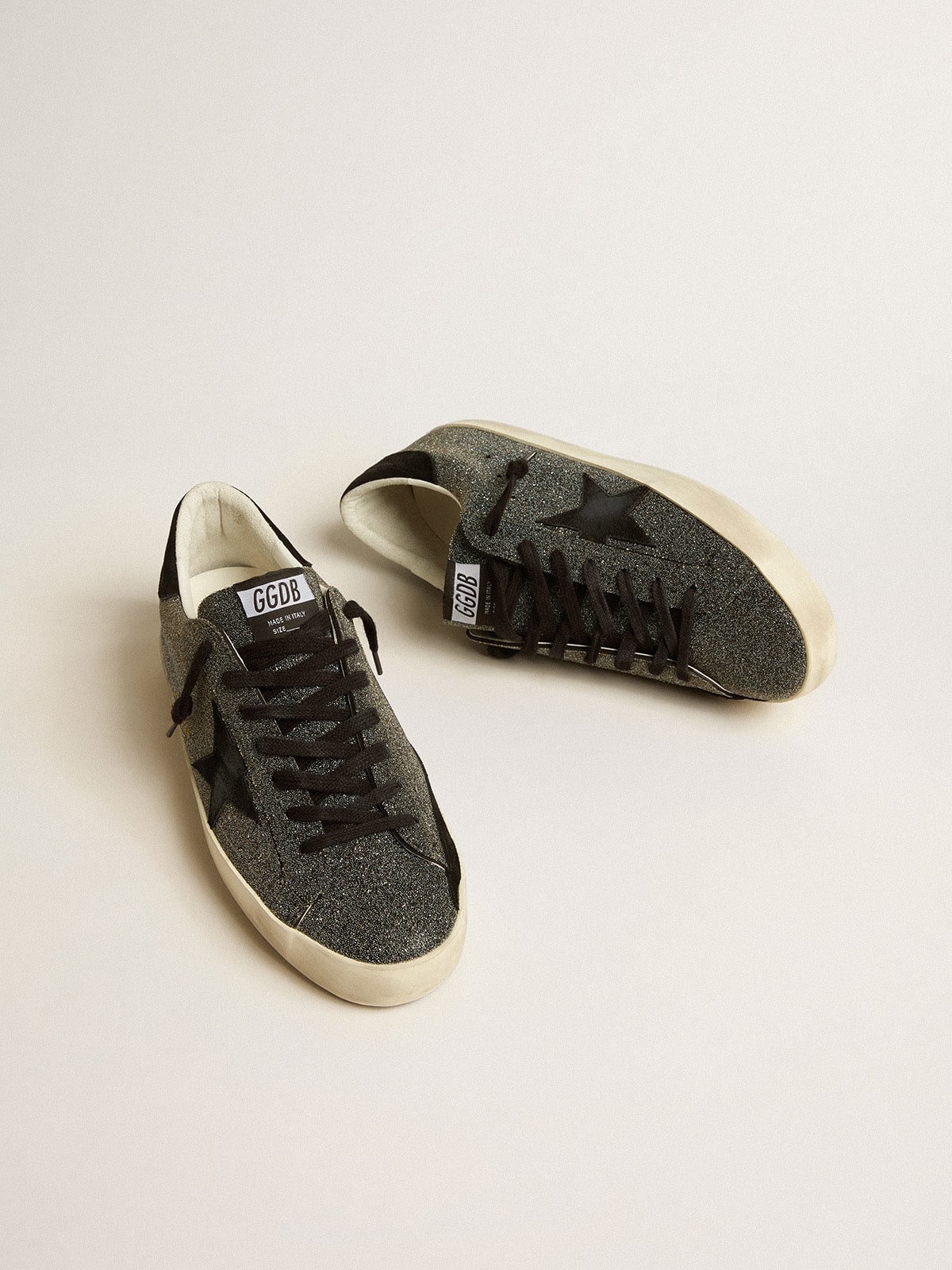 Men's Super-Star in black Swarovski crystals with black suede star