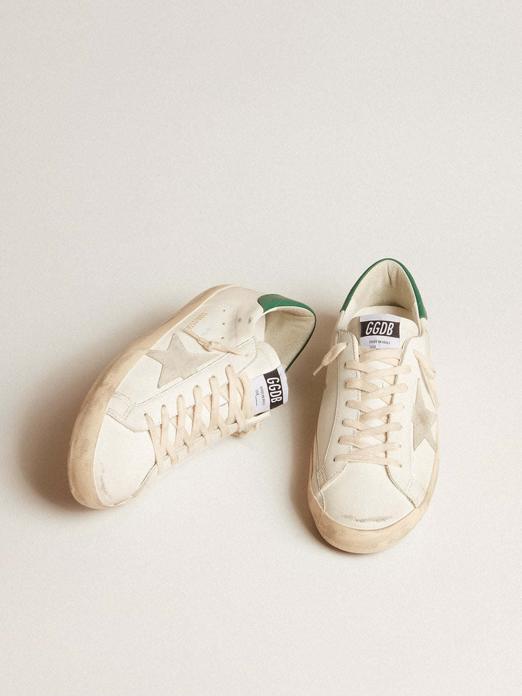 Men's Super-Star with ice-gray suede star and green leather heel tab