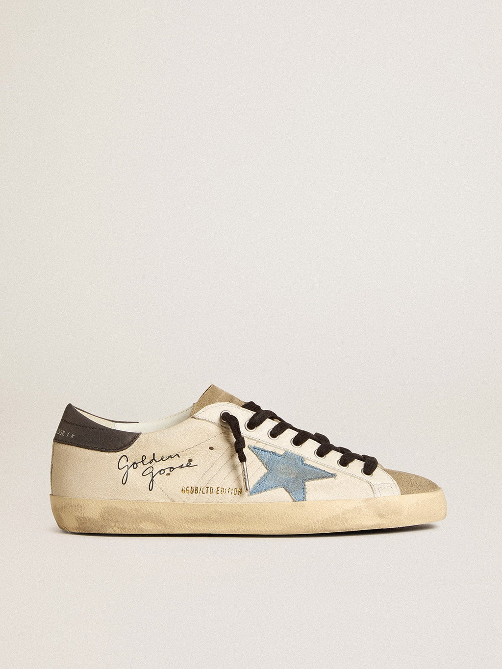 Men's Super-Star LTD in nappa with denim star and gray leather heel tab