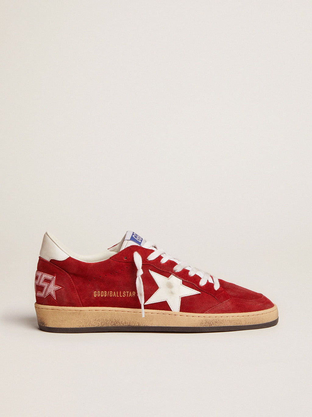 Golden Goose Ball Star da uomo in suede rosso scuro con stella e linguetta sul tallone bianche