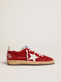 Golden Goose Ball Star da uomo in suede rosso scuro con stella e linguetta sul tallone bianche