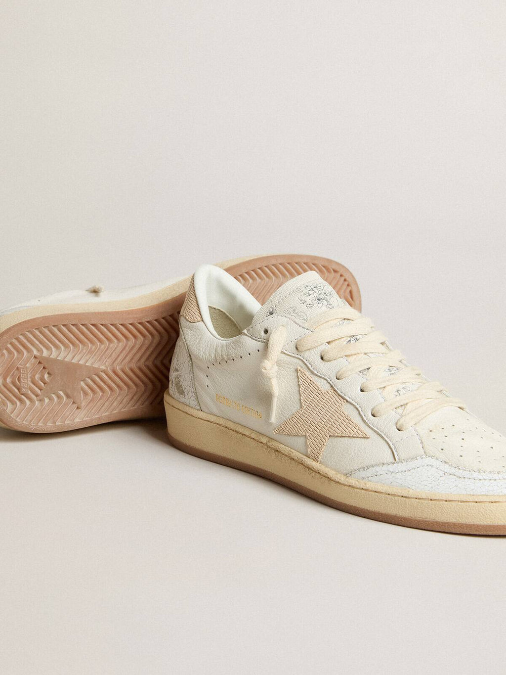 Men's Ball Star LTD CNY in white leather with ivory star