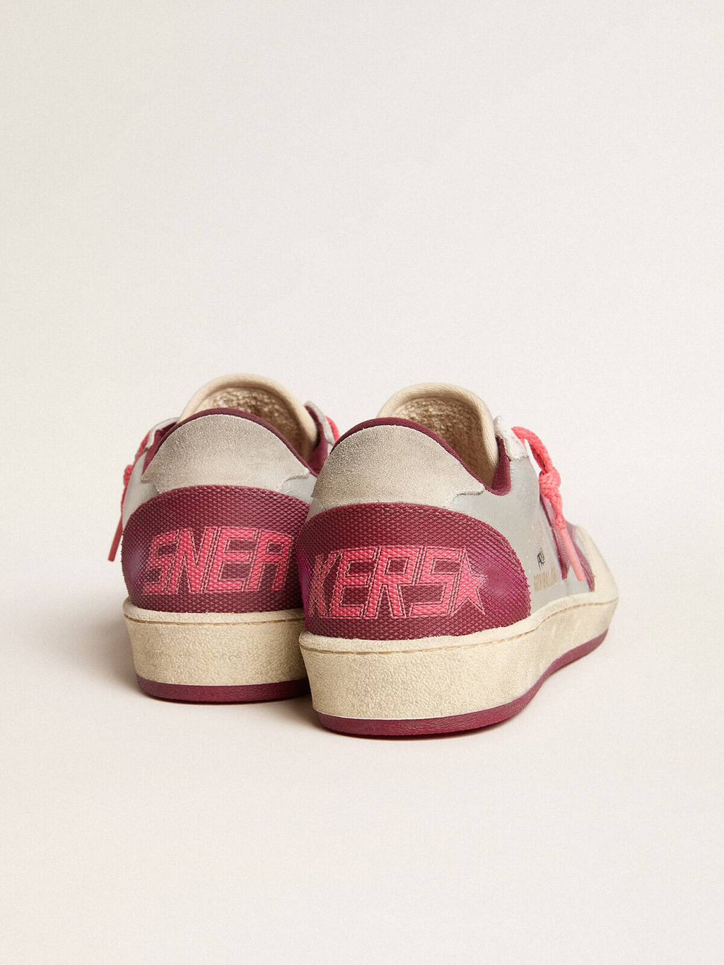 Men's Ball Star Pro in pelle craquelé argento con stella bordeaux