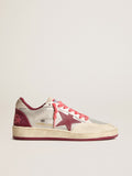 Men's Ball Star Pro in pelle craquelé argento con stella bordeaux