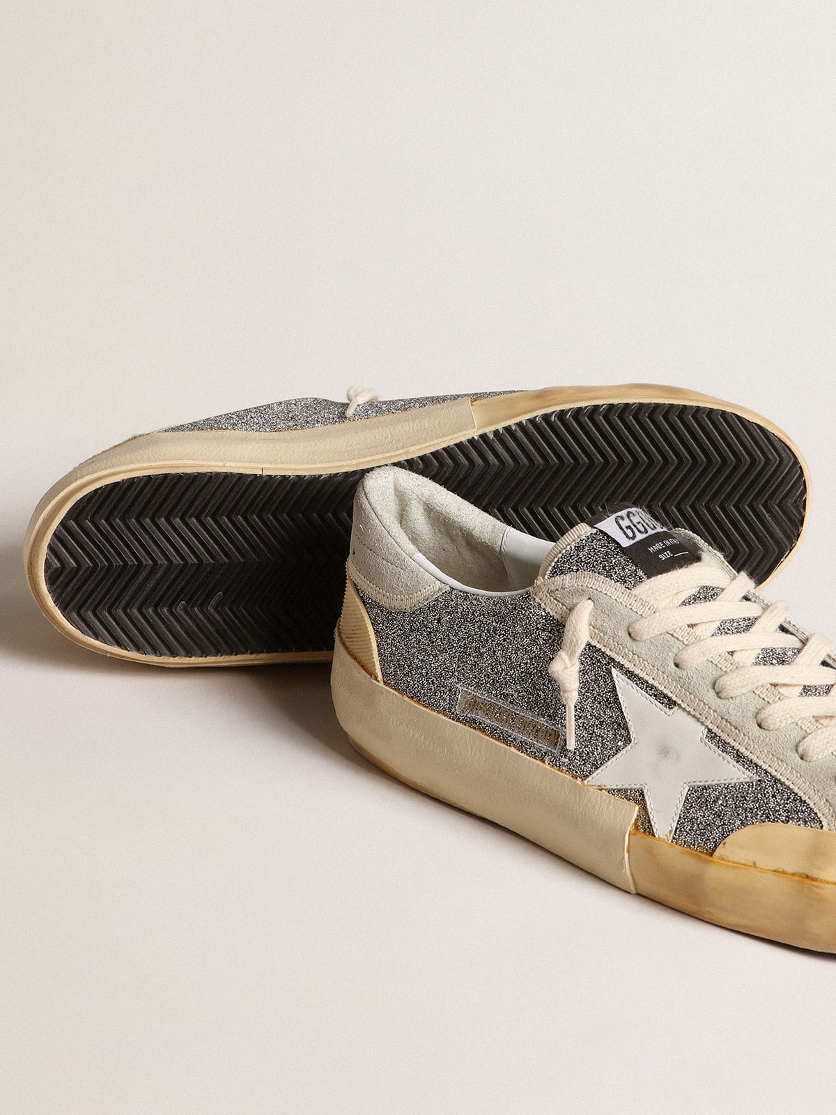 Men's Super-Star LAB with white star and Swarovski glitter upper