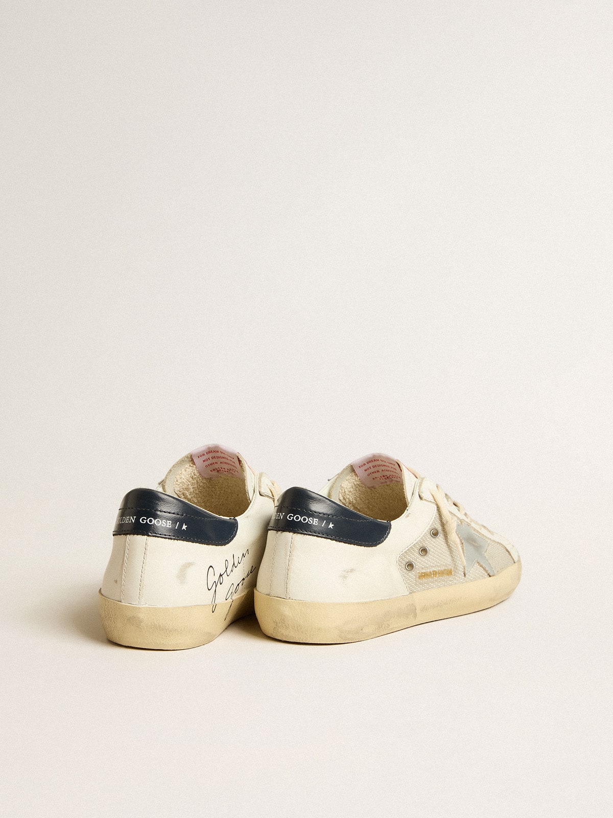 Men's Super-Star LTD in mesh and leather with silver star and blue heel tab