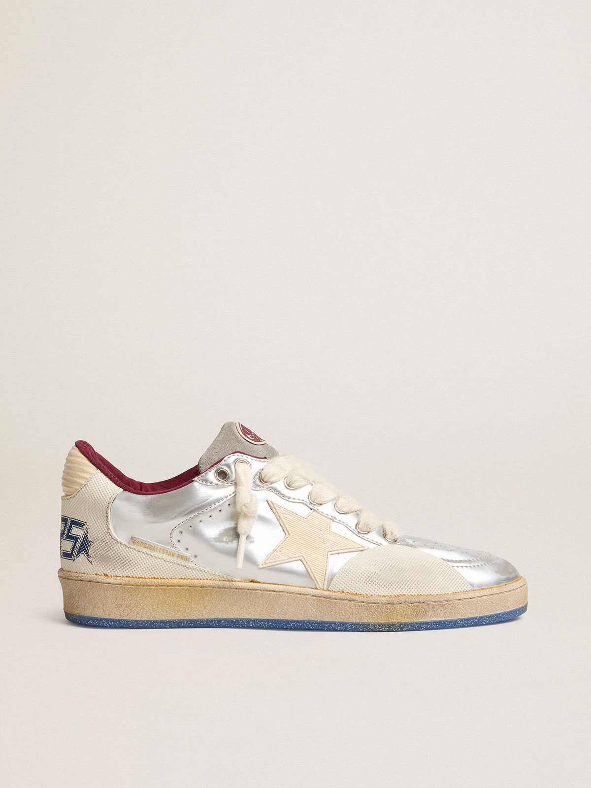 Men's Ball Star Pro in silver metallic leather with cream-colored star