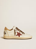 Women's Ball Star LTD with burgundy glitter star and beige suede heel tab