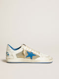 Women’s Ball Star LAB in white leather with light blue leather star and white heel tab