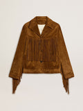 Women's tobacco-colored suede jacket women with fringes