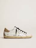 Super-Star Donna bianche in pelle con talloncino glitter