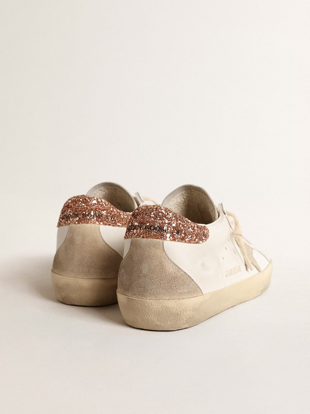 Super-Star donna con stella in camoscio e talloncino glitter color rosa pesca
